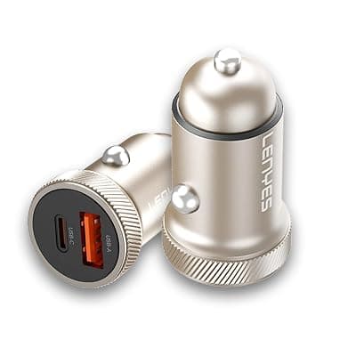 Lenyes CA57 48W Metal Car Charger | 30W Type-C PD + 18W USB QC3.0 Fast Charging | 2 Port Compact Adapter for Cars, SUVs & Trucks | 12V–24V Smart Safety in-Car Charger