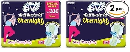 Sofy Anti Bacteria Overnight Extra Long Sanitary Pads, XX-Large, Pack of 40