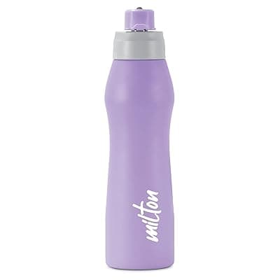MILTON Active 1000 Stainless Steel Water Bottle with Spout Lid and String, 885 ml Water Bottles, Single Walled, Leak-Proof, Rust-Free Steel Bottle, Easy Grip, Easy to Carry, Travel Bottle, Purple