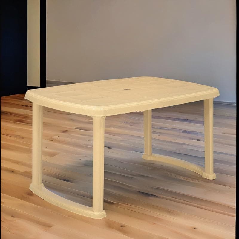Nilkamal Mega Plastic Dinning Table |3-Year Warranty| for Dining Room | Ideal for Indoor &amp; Outdoor | Perfect, Office, Hotel, Café and Restaurants | 1 Dining Table (Marble Beige)