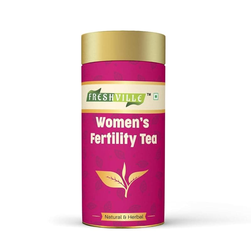 Freshville Women Fertility Tea | Pure &amp; Natural | Helps With Hormonal Balance &amp; Improves Fertility | Fennel, Nettle, Cinnamon, Ginger, Tulsi, Fenugreek, Spearmint, Shatavari, Moringa Tin (1Month)
