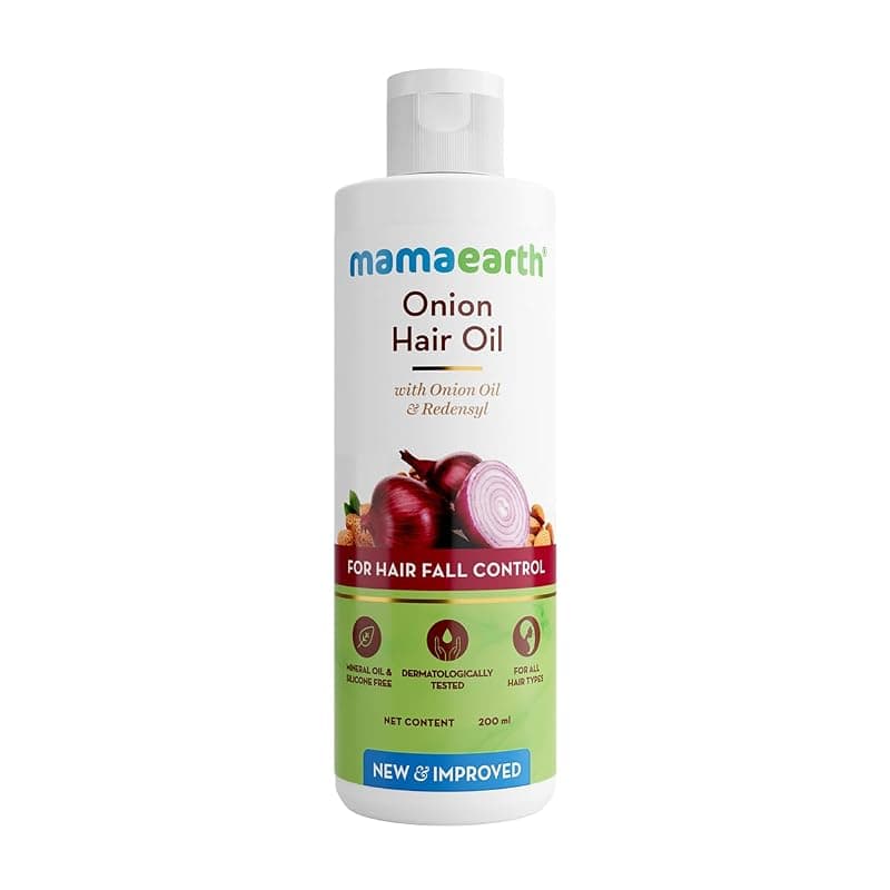 Mamaearth Onion Hair Oil with Onion Oil &amp; Redensyl for Hair Fall Control | Boosts Hair Growth | Adds Strength &amp; Shine | 200 ml