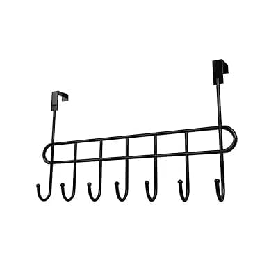 Sulfar Bathroom Door Hanger Hooks Steel, Ideal for Clothes Durable and Versatile Door Hanging Accessory Black (7 Hook)