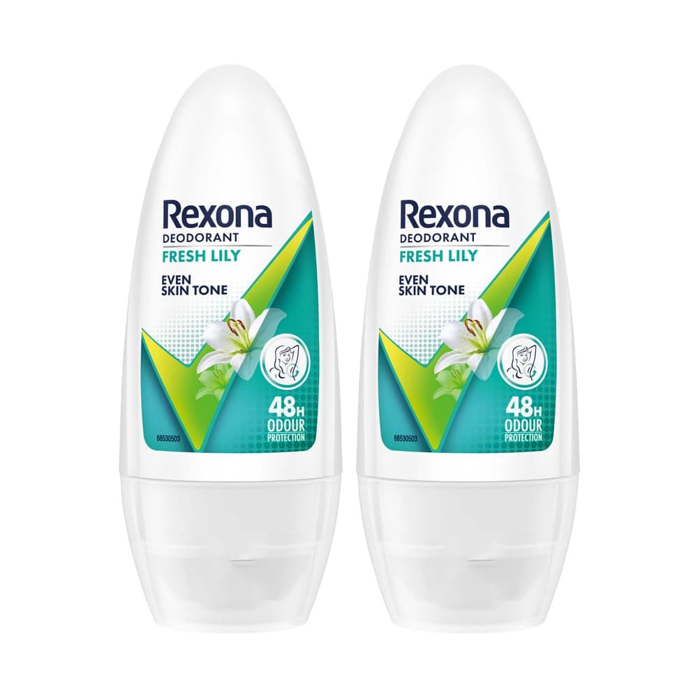 Rexona Fresh Lily Underarm Roll-On Deodorant for Women | Even Skin Tone | 48H Odour Protection | 50ML (Combo of 2)