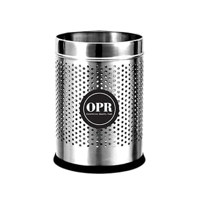 OPR 6 Ltr Stainless Steel Open Perforated Dustbin Without Lid| Waste Bin For Home, Bedroom, washrooms, Office, Kitchen, Bathroom| Perforated Dustbin- Silver| (7X11-6 LTR)
