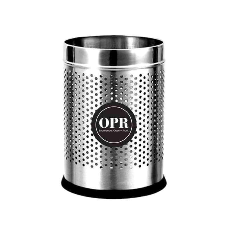 OPR 6 Ltr Stainless Steel Open Perforated Dustbin Without Lid| Waste Bin For Home, Bedroom, washrooms, Office, Kitchen, Bathroom| Perforated Dustbin- Silver| (7X11-6 LTR)
