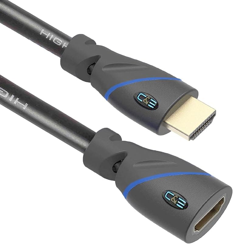 C&amp;E High Speed HDMI Cable Male to Female with Ethernet Black (15 Feet/4.5 Meters), Supports 4K, 3D and Audio Return