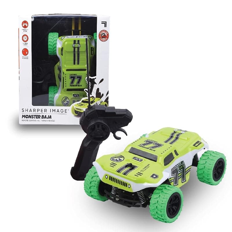 Sharper Image Monster Baja Truck Wireless Remote Controlled Car 360° Rotating High Speed Off Road Top Brand in USA Green Color Rc Car for Kids 6 Yrs+Birthday Gift Outdoor All Terrain Made in India