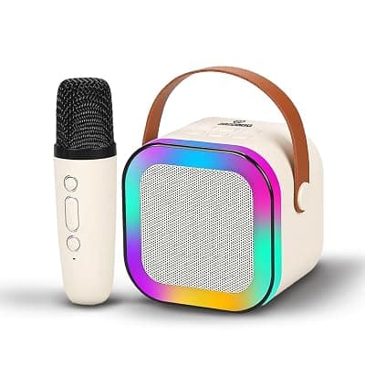 Wembley Rechargeable Karaoke Mic with Speaker for Singing | Wireless Mini Portable Bluetooth Speaker with Microphone &amp; LED Lights | Cute Birthday Gift for Kids Musical Toys for Boys, Girls and Adults