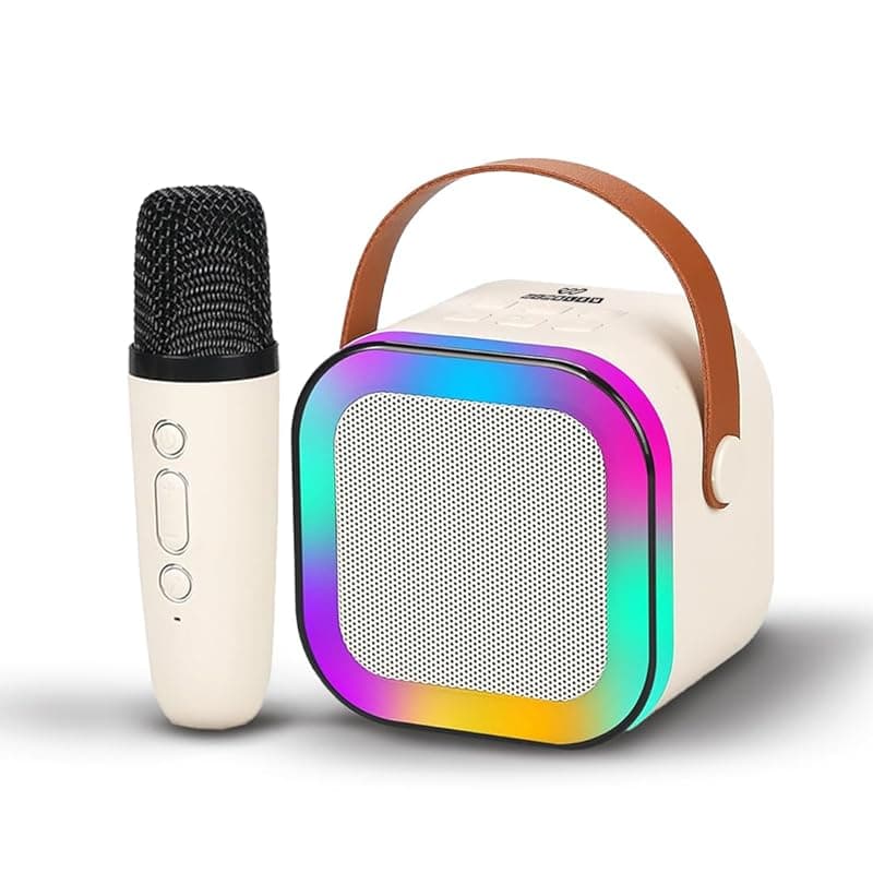 Wembley Rechargeable Karaoke Mic with Speaker for Singing | Wireless Mini Portable Bluetooth Speaker with Microphone &amp; LED Lights | Cute Birthday Gift for Kids Musical Toys for Boys, Girls and Adults