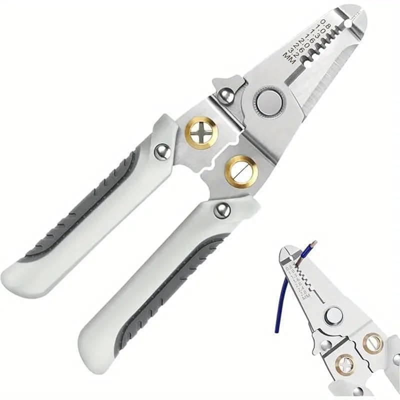 Wire Stripper Pliers Multi-Functional Alloy Steel Tool with Wire Cutting, Stripping, Crimping and Lock Switch Design