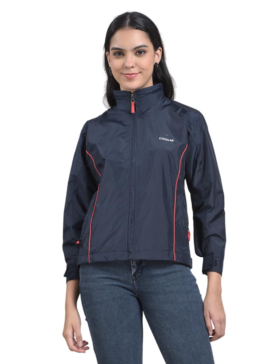 Dollar Women's Polyester Solid Windcheater Jacket With Zipper Pockets
