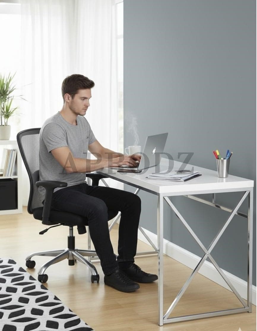 APRODZ Mango Wood Wolfeng Study Desk Table for Home and Office | White Finish