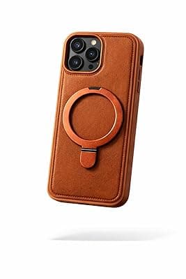 DAVIK Luxury Magnetic Leather Case for iPhone Series - Waterproof Protective Cover, Heavy-Duty, Metal Kickstand, Ultra-Strong Magnet & Microfiber Vault Interior (Brown, iPhone 17)