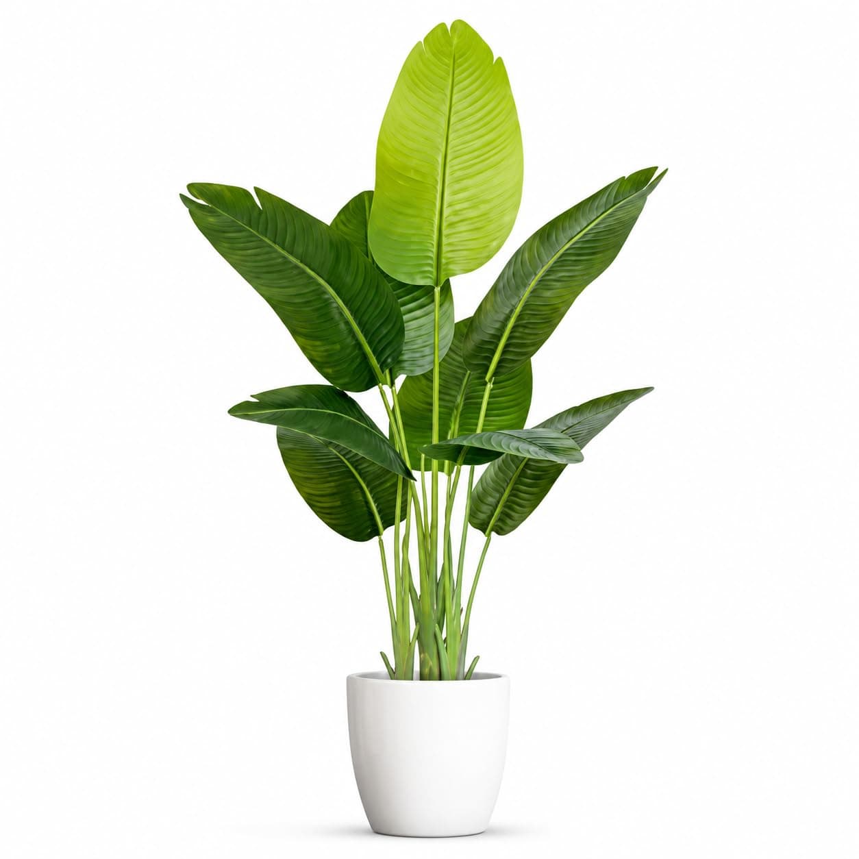 Bird of Paradise Artificial Plant – 4ft Tall Faux Banana Leaf Tree with 8 Leaves | Realistic Indoor Floor Plant for Home, Living Room, Office & Bedroom Decor | Without Pot