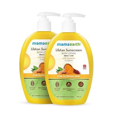 Mamaearth Ubtan Sunscreen For All Skin Types Body Lotion Spf 30 With Turmeric & Saffron For Glowing Skin ? 300 Ml (Pack Of 2)