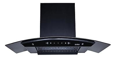 Elica 90cm 1500 m3/hr Filterless Autoclean Kitchen Chimney with 15 Years Motor Warranty &amp; 5 Years Comprehensive (CURVE FL 900 HAC LTW MS NERO), Black