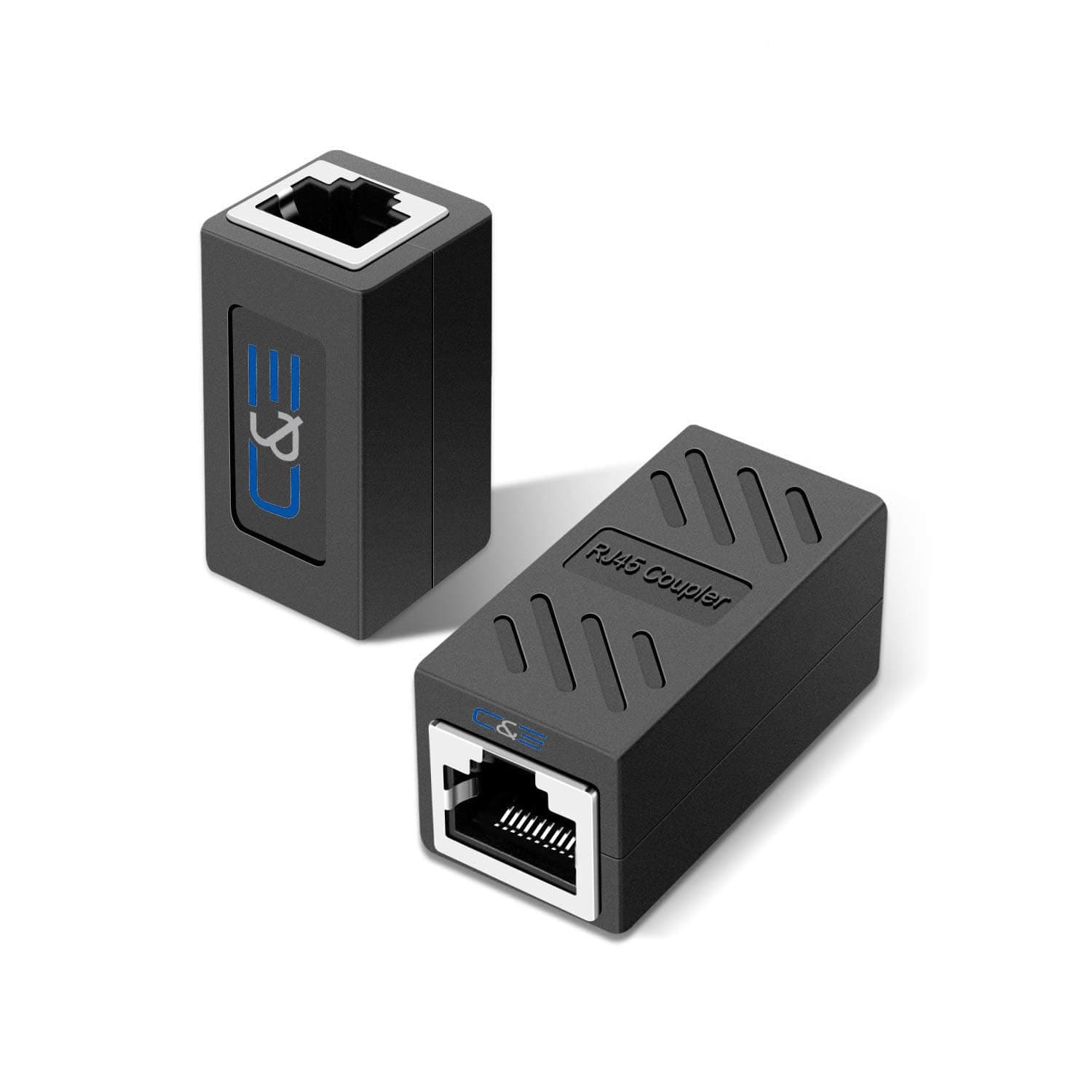 C & E RJ45 Coupler Ethernet Extender, in-Line Coupler Female to Female Cat6e/Cat6/Cat5e Ethernet Cable Extender Adapter Female to Female, rj45 Extender (5pcs, Black)