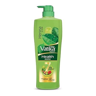 Dabur Vatika Health Shampoo - 340ml | For Smooth, Shiny &amp; Nourished Hair | Repairs Hair damage, Controls Frizz | For All Hair Types | Goodness of Henna &amp; Amla
