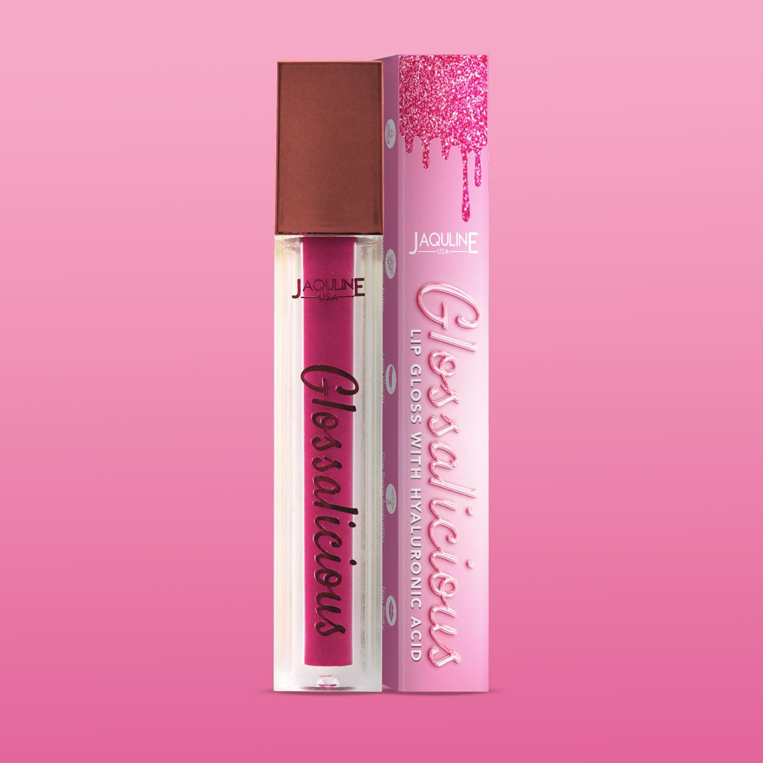 JAQULINE USA Glossalicious Lip Gloss | Glossy Finish | Nourishing with Jojoba Oil & Shea Butter | Lightweight & Non-Sticky | Hydrating Moisture | Vegan & Cruelty-Free | Berry Glo, 3.5ml
