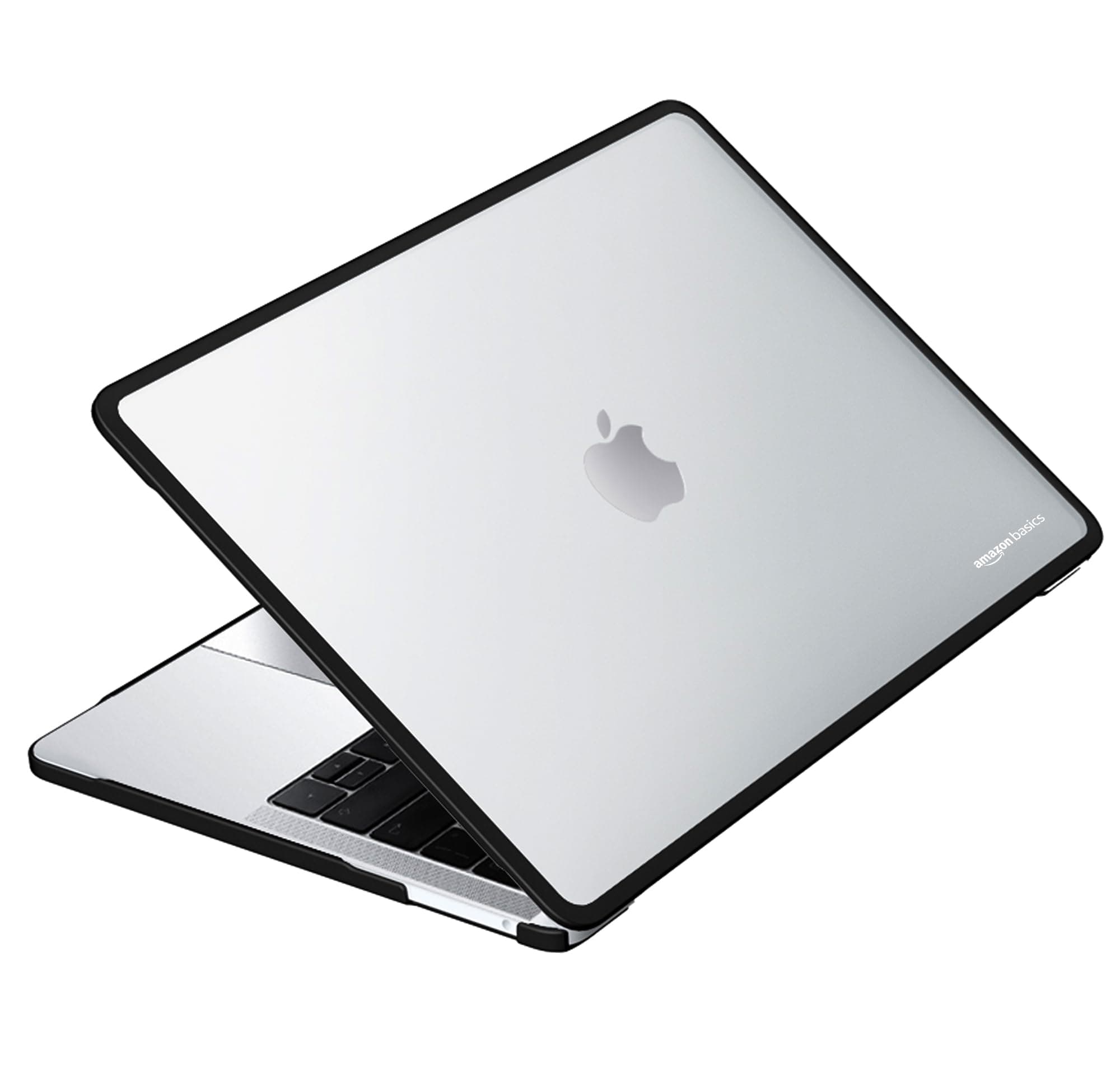 Amazon Basics Hard Shell Laptop Cover for MacBook Air 13-inch with Touch ID (Model M2) | Anti-Fingerprint Case (Matte Black & Semi-Transparent)