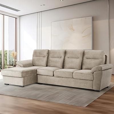 Wakefit Sofa Set | 5 Year Warranty | Sofa 3 Seater, 3 Seater Sofa for Living Room, Wooden Sofa Set, 3 Seater + Left Aligned, Sofa for Living Room - Lounger Plus(Vogue : Beige)