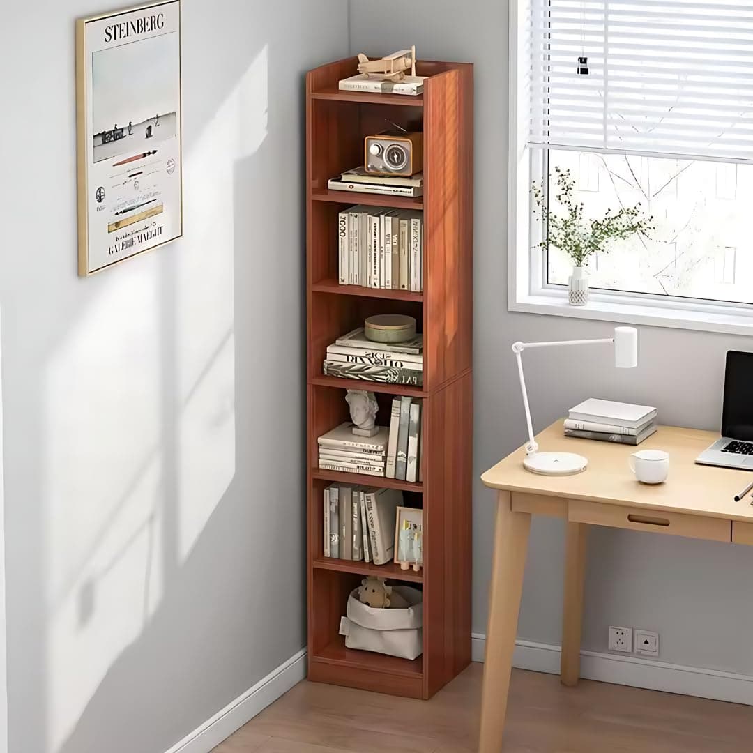 MATTERHORN 7 Tier Bookshelf Free Standing, Display Floor Standing Shelf for Books, Organizer, for Bedroom Home Office Living Room (DIY, 180 x 33 x 24cm, MOBS-91104Vary) (Mocha Brown)
