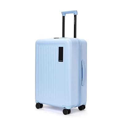 MOKOBARA The Transit Wave - Check-In Luggage | Medium 64 Cm Blue Polycarbonate 8 Wheel Trolley Spinner Wheel Hardsided Suitcase With Built In Tsa Lock Travel Suitcase (Shy Blue)