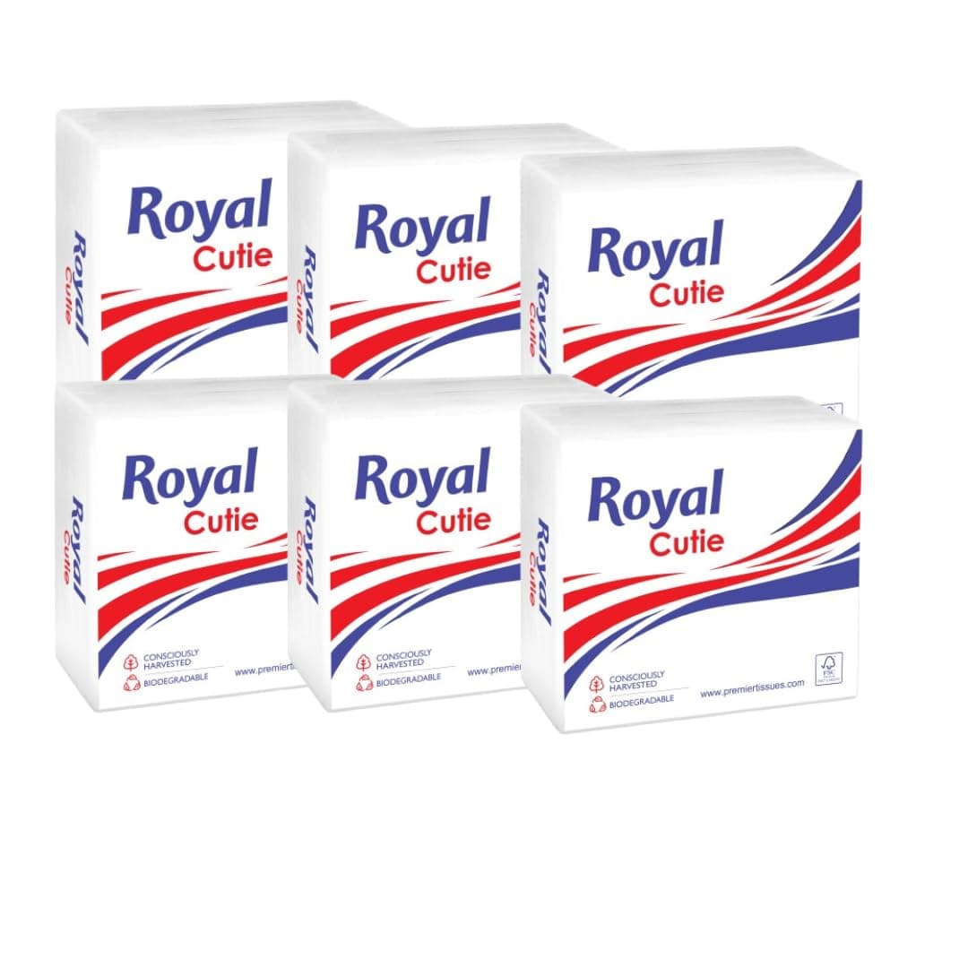 Royal Cutie 1-Ply Tissue Paper Napkins for Dining Table |Pack of 6 (90 Pulls Per Pack, 540 Sheets) | Extra Soft Paper Tissue, Perfect for Events, Parties, & Everyday Use