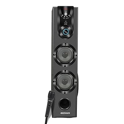 GIZMORE ST5000 50W Bluetooth Tower Speaker | Digital LED Display Wooden Cabinet | Volume &amp; Bass Control | Karaoke and Party Speaker with Multiple Connectivity and Wired MIC (Black)