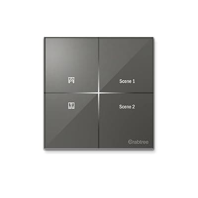 Havells Crabtree iSense Smart Monoblock Touch Panel with 1 Curtain Controller &amp; 2 Scene(Grey) I Compatible with 2M Gang Box I Mesh connectivity I Compatible with Alexa, Google Home