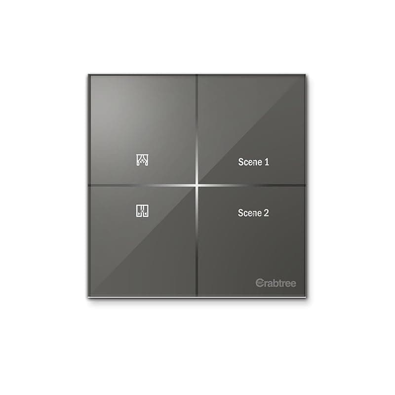 Havells Crabtree iSense Smart Monoblock Touch Panel with 1 Curtain Controller &amp; 2 Scene(Grey) I Compatible with 2M Gang Box I Mesh connectivity I Compatible with Alexa, Google Home