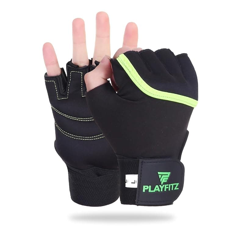 Commando Gym Gloves for Men & Women | Anti-Slip Workout Gloves for Weightlifting, Fitness, Bodybuilding, Crossfit, Exercise & Cycling | Breathable & Padded Grip Gloves (Black, L)