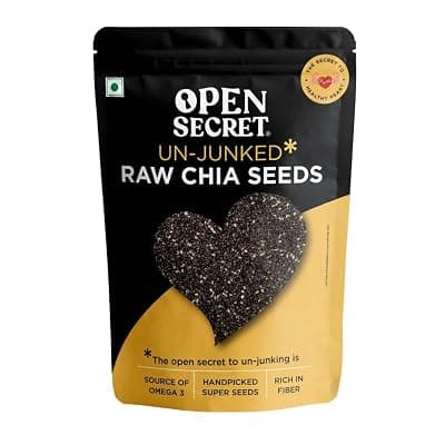 Open Secret Premium Chia Seeds | 500g | Chia Seeds Organic, Raw Handpicked Chia Seed for Eating, Healthy Snacks, Rich in Protein &amp; Fiber with Omega - 3 &amp; Antioxidants, Un-Junked Power Pack (Pack of 1)