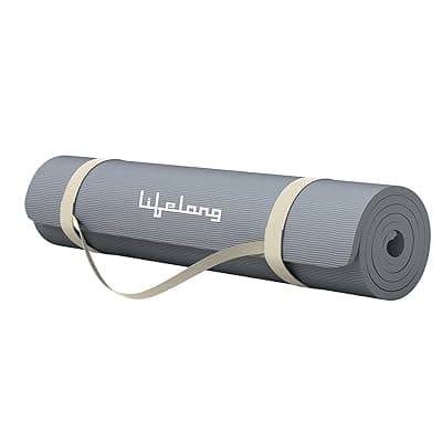 Lifelong LLYM92 Yoga mat for Women &amp; Men EVA Material 4mm Grey Anti Slip for Gym Workout