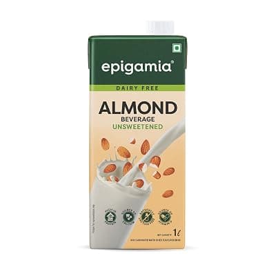 Epigamia Almond Drink- Unsweetened 1L |Plant-Based, Lactose Free | No Added Sugar| No Preservatives | 100% Dairy Free | High Protein| Low Calories