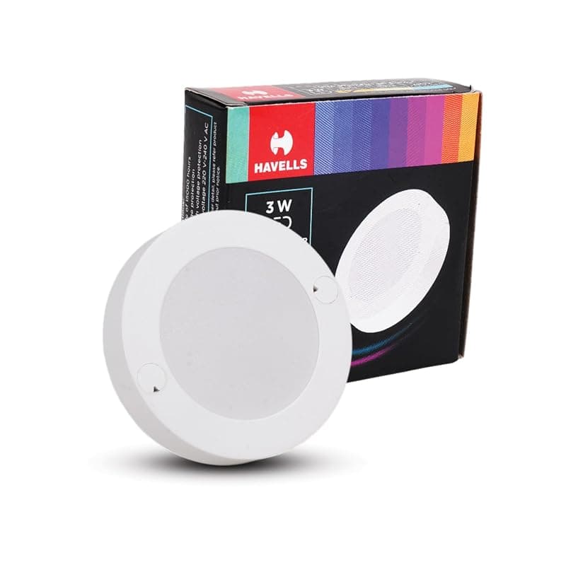 Havells Luna Striker LED 3W RED Ceiling Light Energy Efficient WIDEST 7 Colour Option Perfectly FITS in Junction Boxes Powder Coated Polycarbonate HOUSING,60 Lumen Per Watt 6500K