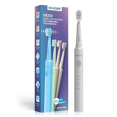 ORACURA SB200 Grey Electric Toothbrush for Men &amp; Women, 1 Year Warranty, 36,000 strokes/min, 3 Modes, IPX7 Waterproof, 25 Days Charging Time Cycle, 2 Mins Auto-Timer