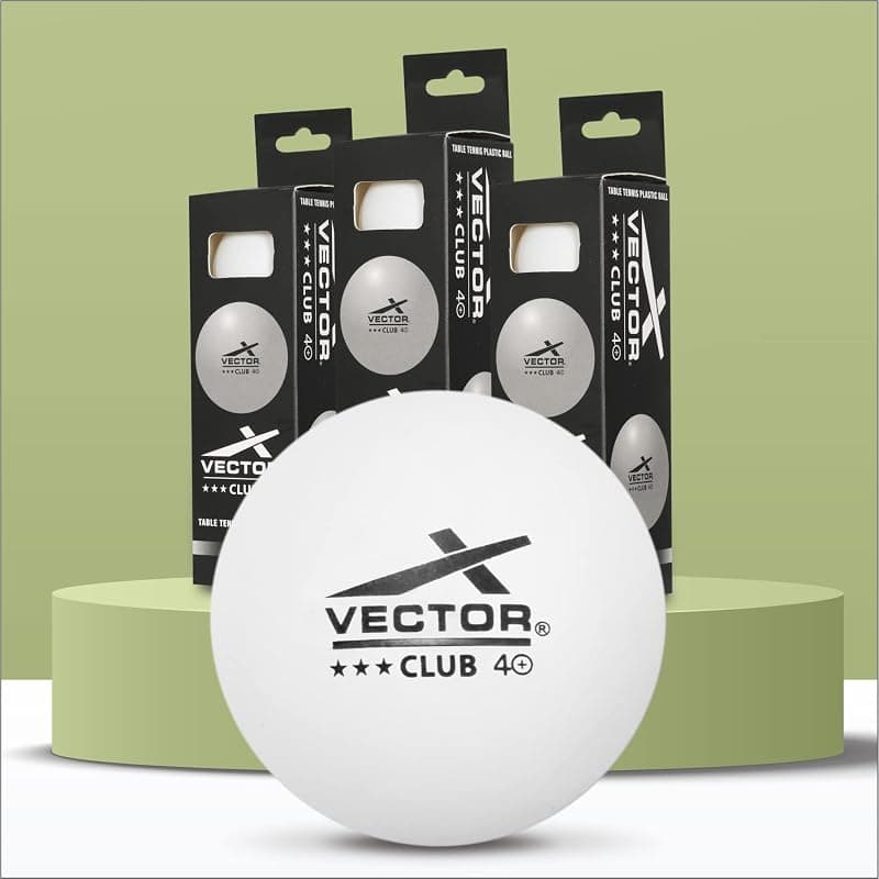 Vector X Club 3 Star Premium ABS Plastic Table Tennis Balls Pack of 9 Pcs.| High Performance TT Balls for Professional Matches and Training | Ideal for Adults &amp; Kids (White) - 3 Box
