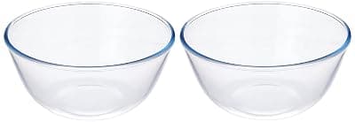 Amazon Brand - Solimo Borosilicate Glass Mix Bowl | Set of 2 | 2,650 ML Each | Transparent