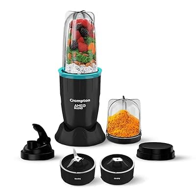 Crompton Ameo Blend | Nutri blender | Smoothie Maker | Mixer Grinder | 400 watts powerful motor | 2 Food grade jars | Sipper Cap | Storage lid | 2 years warranty | Black &amp; Sea Green Color