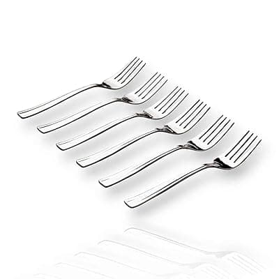 Tosaa Baby Fork Royal Plain 16G-Pack of 6 for Home & Kitchen,Use for Lunch and Dinner with Dishes Like Noodles, Pasta, and More.