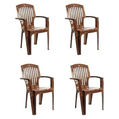 CELLO Commander Chair (Sandalwood Brown, Set of 4) | Strong and Durable | Easy to Clean | Chair for Living Room, Bed Room, Kitchen, Office Room, Outdoor | 3 Years Warranty