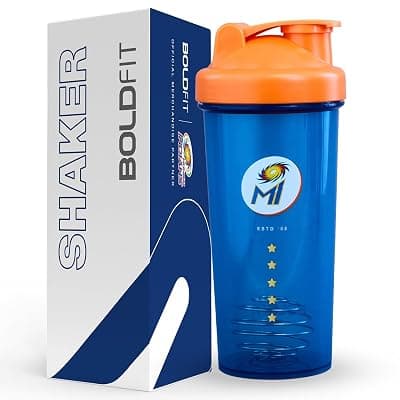 Mumbai Indians (MI) Official Merchandise Gym Shaker for Protein Shake Leakproof Shaker Bottles for Protein, Preworkout &amp; Bcaa Shake, Protein Shaker Bottle for Gym, Gym Bottle for Men - BlueOrange