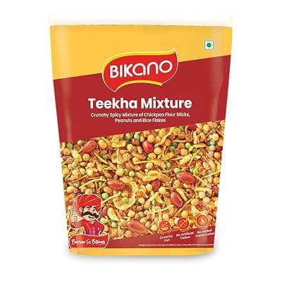 Bikano Teekha Mixture | Spicy Indian Namkeen Snack | Crunchy Mix with Peanuts, Corn Flakes &amp; Spices | Perfect Tea-Time Snack (Spicy Mixture) - 800g