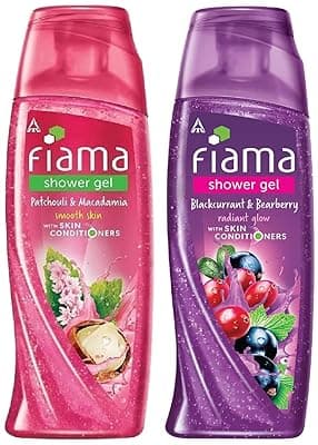Fiama Shower Gel Patchouli &amp; Macadamia And Blackcurrant &amp; Bearberry Body Wash With Skin Conditioners, 250 Ml Bottle (Pack Of 2)