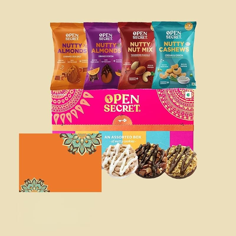 Open Secret Premium Gift Hamper | Combo of 9 | Ideal Gifting for Christmas, Secret Santa &amp; New Year Season | Dry Fruit Gift Box, Chocolate Gifts, Dry Fruits, Healthy Premium Hamper, Gifts for colleagues, Employee Gifting