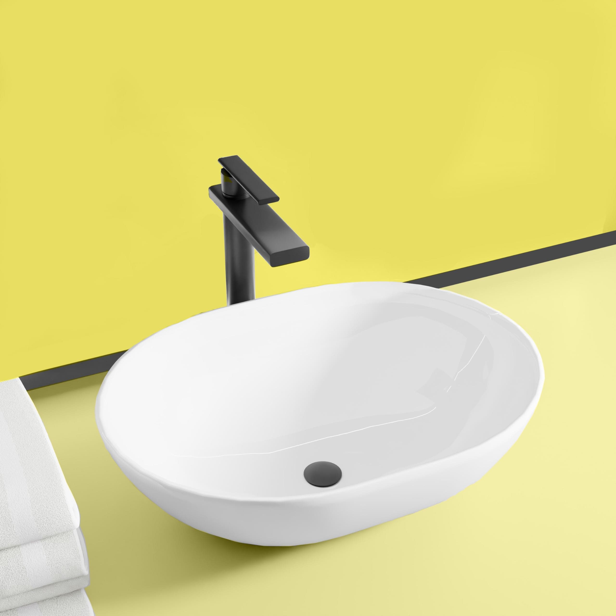 WASSMIST Ceramic Wash Basin/Basin for Bathroom | Table Top | 46D x 33.5W x 13.5H (CM)