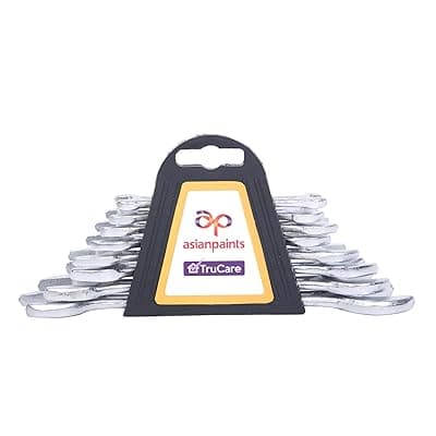 Asian Paints TruCare 8-in-1 Pcs Double Open-End Jaw Spanners Wrench Set | Carbon Steel with Rust & Corrosion Resistant Chrome Plating & Satin Finish | Multipurpose Combination Tool Kit | IS: 2028:2004