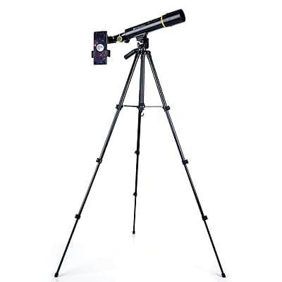 Zhizuka ZH400 Telescope 50mm Aperture 400mm Refractor with Phone Mount and Long Portable Tripod Stand Astronomical Refracting Scope for Kids Beginners and Adults with Phone Adapter